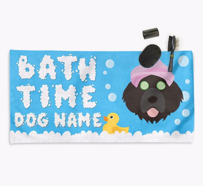 'Bubble Bath Time' Personalised Dog Towel for your {breedCommonName}